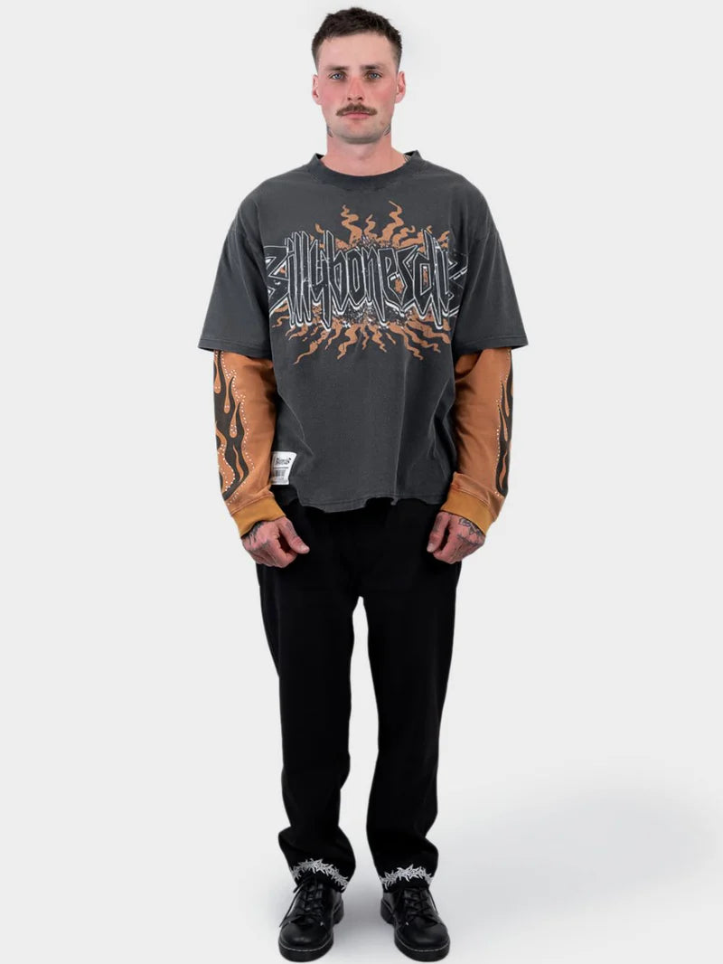 BILLY BONES // Oil Change Layered Tee WASHED BLACK