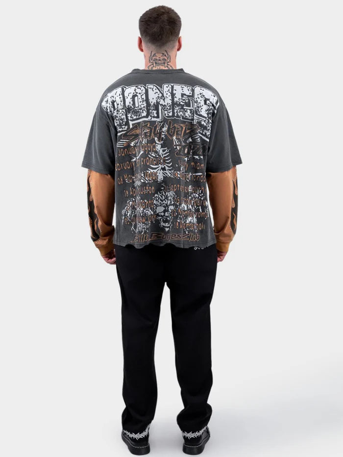 BILLY BONES // Oil Change Layered Tee WASHED BLACK