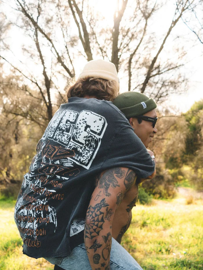BILLY BONES // Oil Change Layered Tee WASHED BLACK