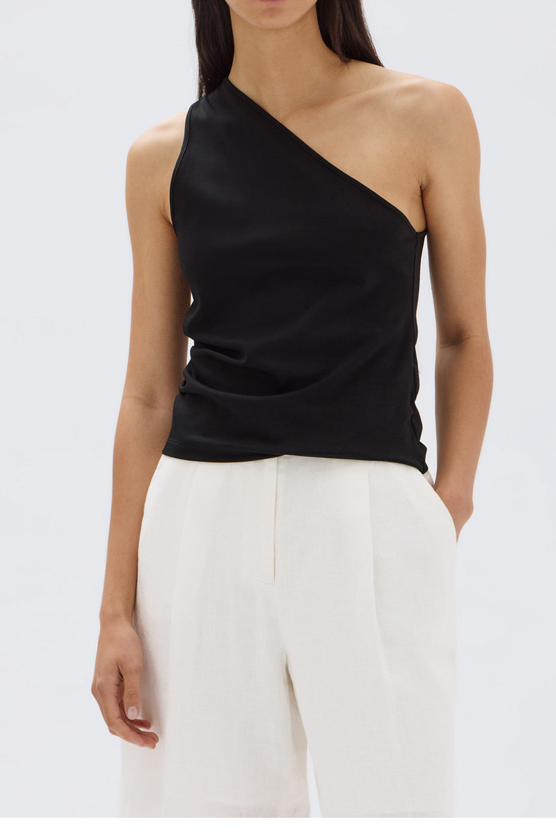 ASSEMBLY LABEL // Orchid Jersey One Shoulder TOP BLACK