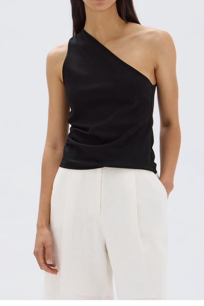 ASSEMBLY LABEL // Orchid Jersey One Shoulder TOP BLACK