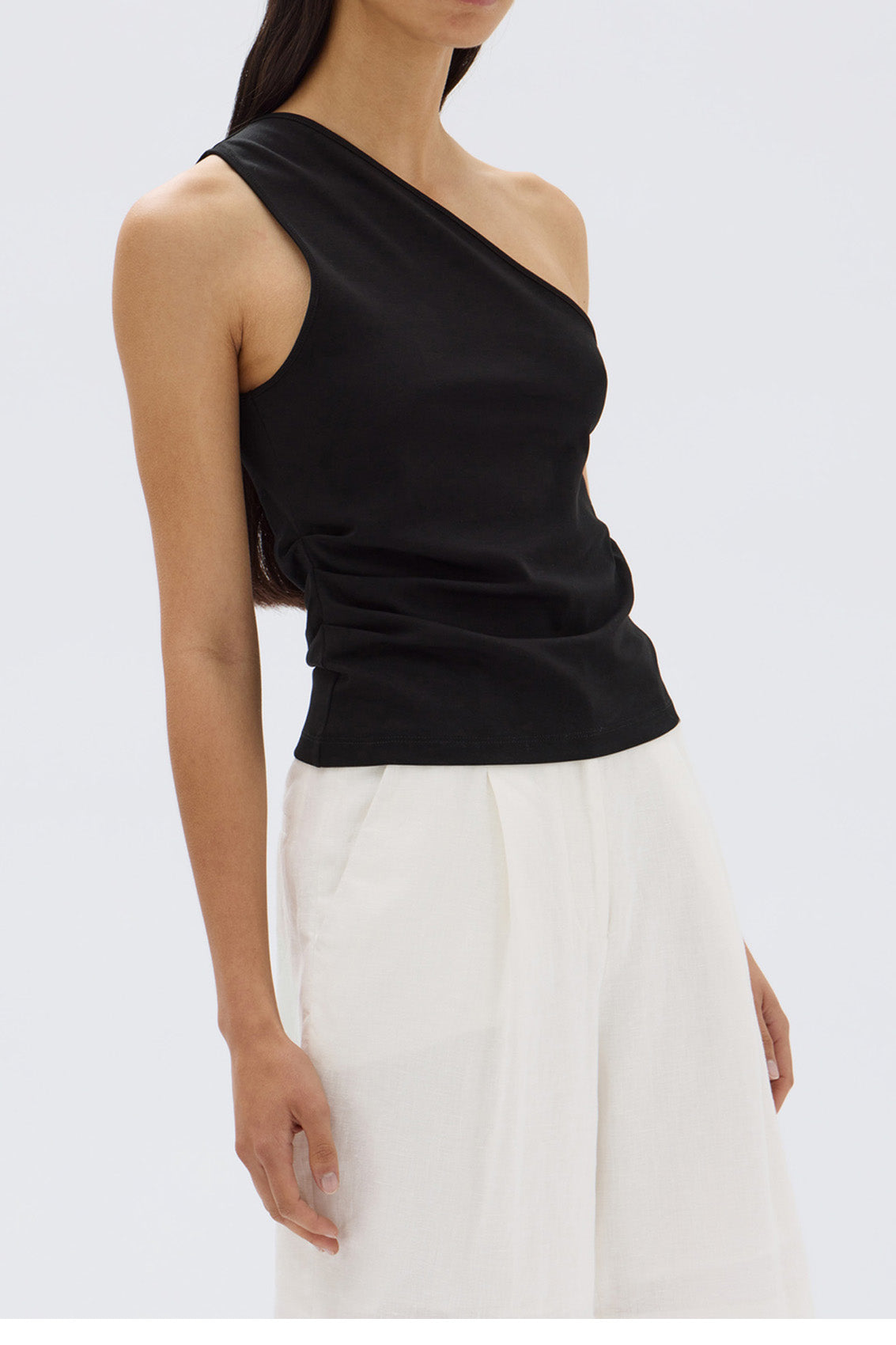 ASSEMBLY LABEL // Orchid Jersey One Shoulder TOP BLACK