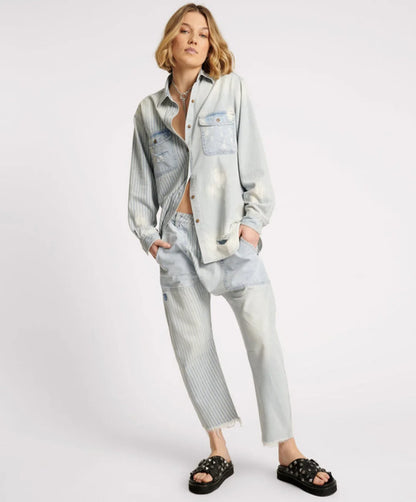 ONE TEASPOON // Everyday Denim Shirt PAINTERS STRIPE