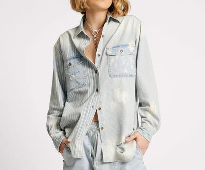 ONE TEASPOON // Everyday Denim Shirt PAINTERS STRIPE