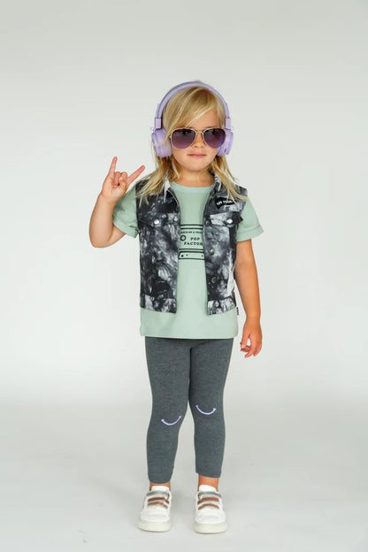 POP FACTORY SHOP // On Tour Denim Vest BLACK TIE DYE