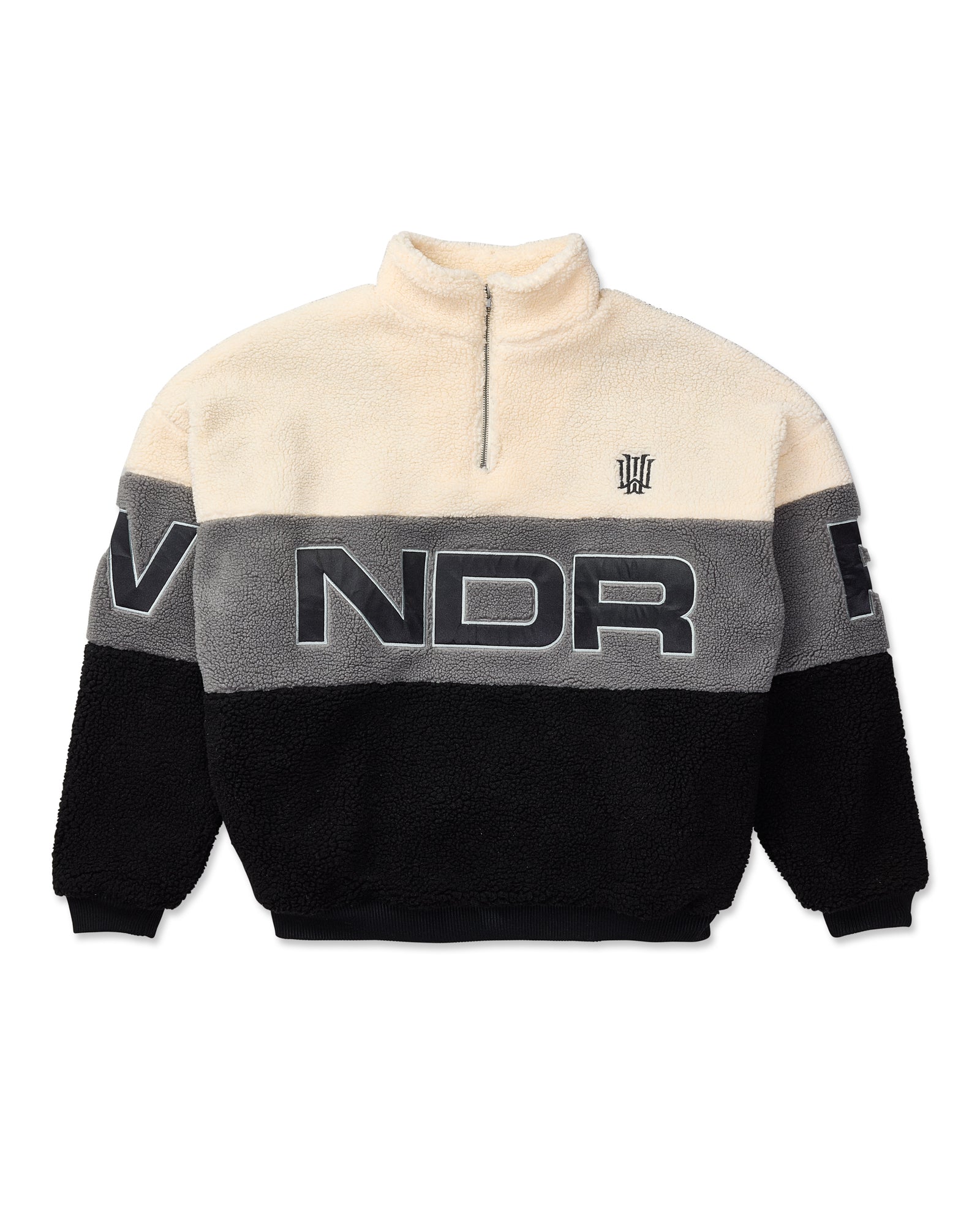 WNDRR // Primer 1/4 Zip Sherpa Fleece WHITE BLACK