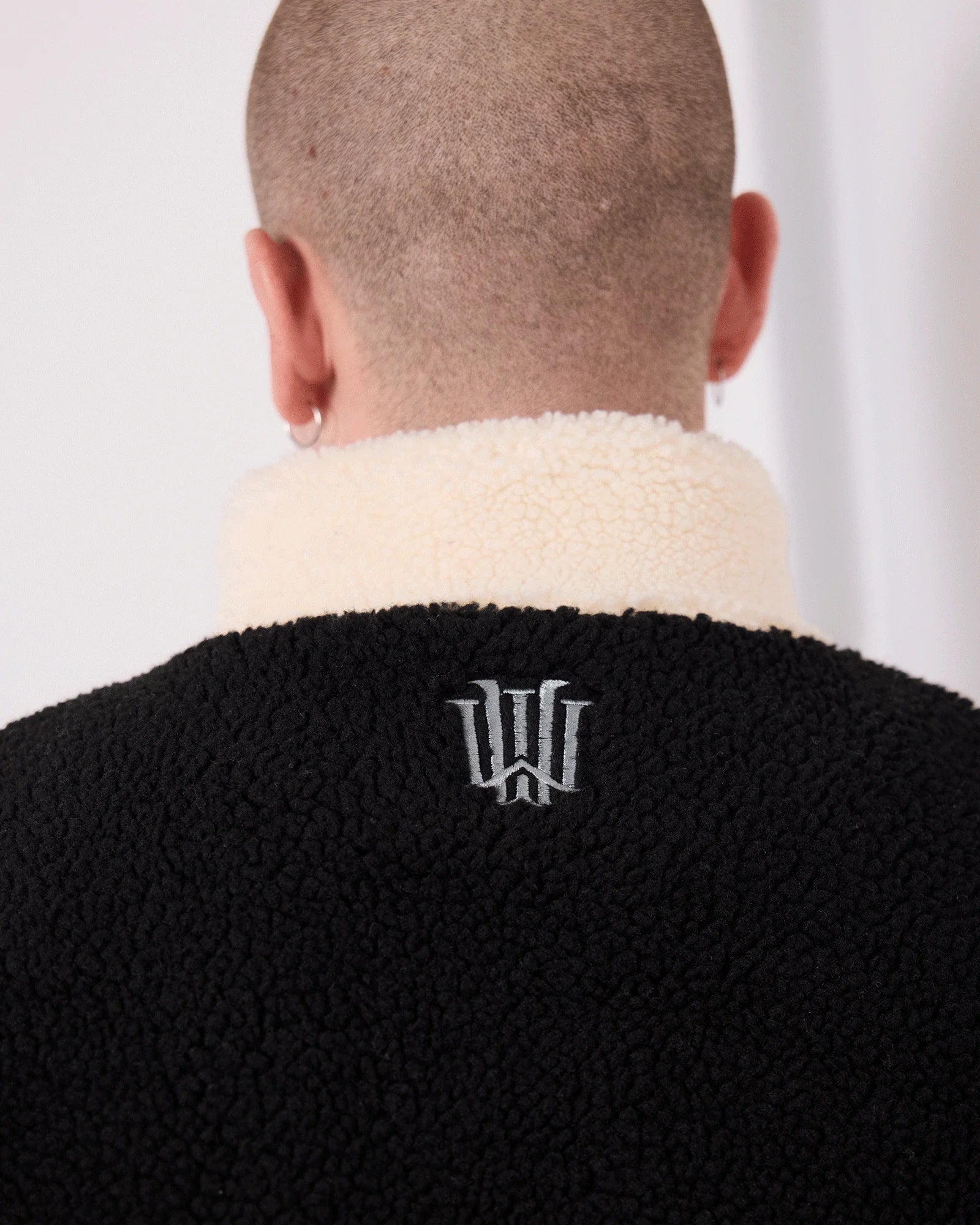 WNDRR // Primer 1/4 Zip Sherpa Fleece WHITE BLACK