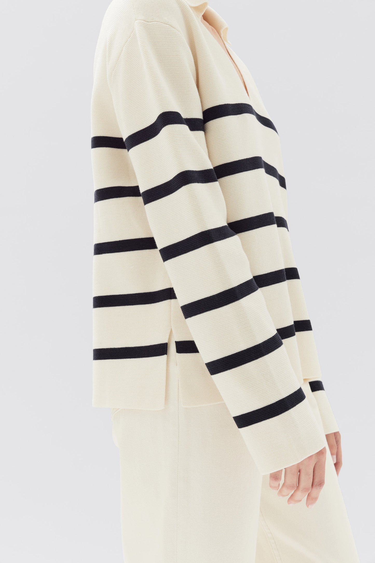 ASSEMBLY LABEL // Parisienne Stripe Knit Polo TRUE NAVY STRIPE