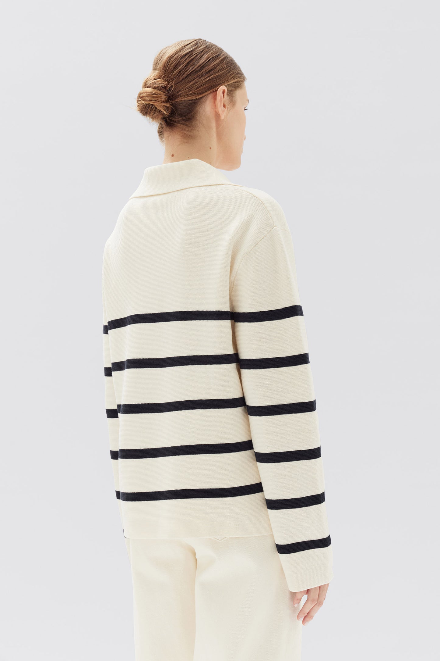 ASSEMBLY LABEL // Parisienne Stripe Knit Polo TRUE NAVY STRIPE