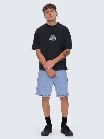 THRILLS // Peace Power Embro Box Fit OS Cropped Tee PIRATE BLACK