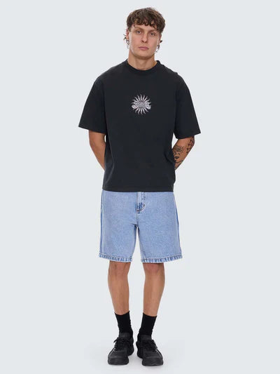 THRILLS // Peace Power Embro Box Fit OS Cropped Tee PIRATE BLACK