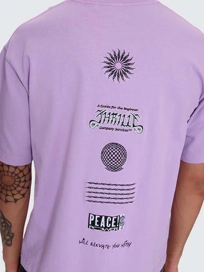 THRILLS // Peace Power Embro Box Fit OS Cropped Tee LUPINE