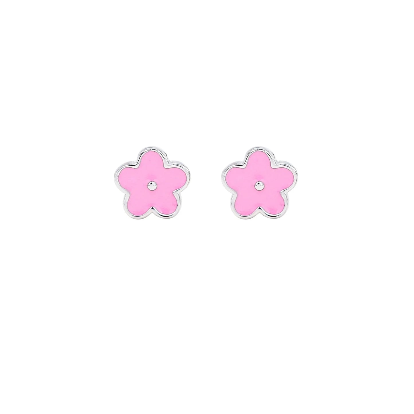 SILVER LININGS // Kids Pink Daisy Enamel Studs