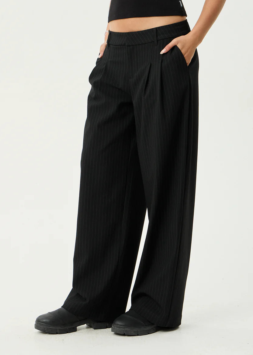 AFENDS // Pinstripe Low Rise Trouser BLACK