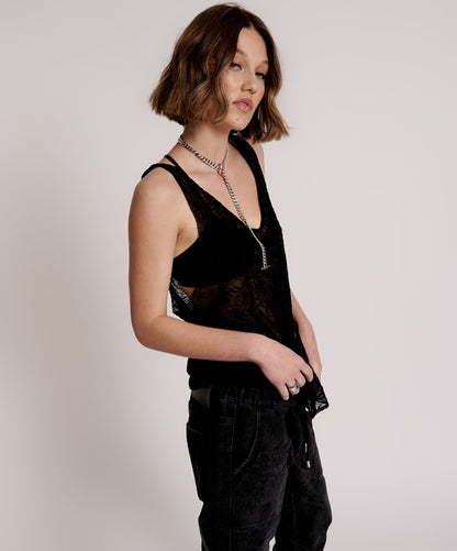 ONE TEASPOON // Poison Rose Twisted Top BLACK