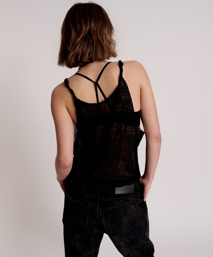 ONE TEASPOON // Poison Rose Twisted Top BLACK