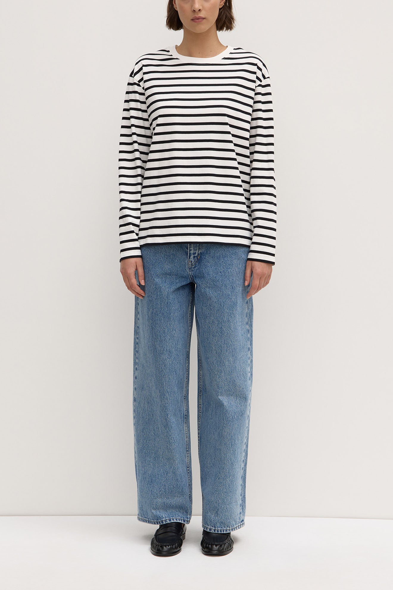 ASSEMBLY LABEL // Portside Stripe LS Tee ANTIQUE WHITE/BLACK