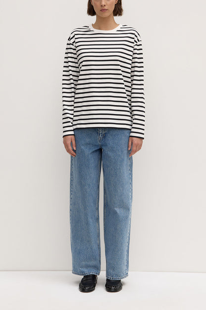 ASSEMBLY LABEL // Portside Stripe LS Tee ANTIQUE WHITE/BLACK