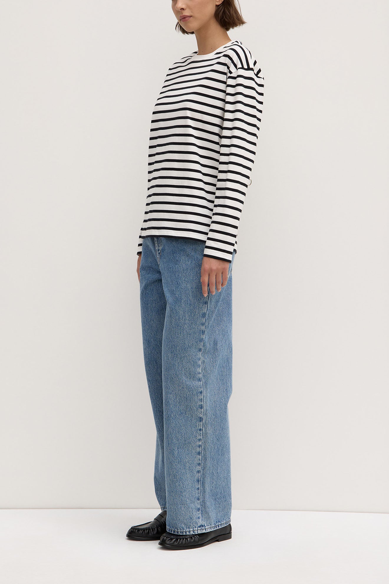 ASSEMBLY LABEL // Portside Stripe LS Tee ANTIQUE WHITE/BLACK