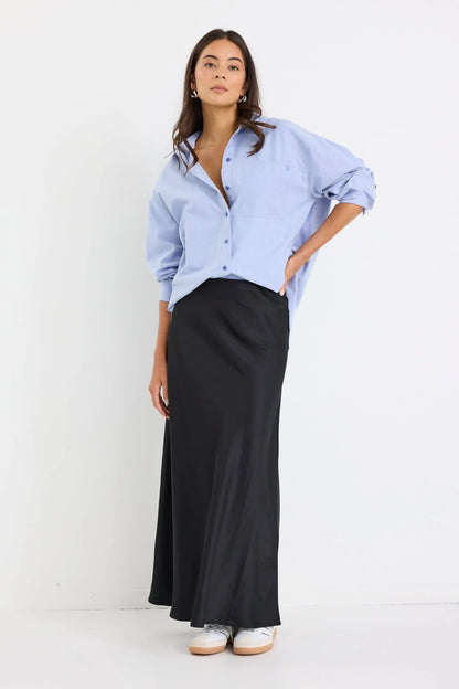 STORIES BE TOLD // Prodigy Satin Bias Maxi Skirt BLACK