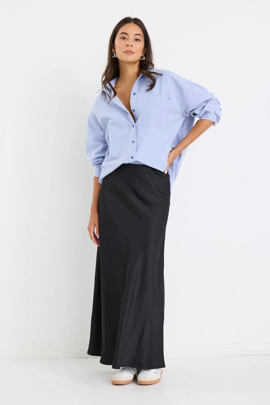 STORIES BE TOLD // Prodigy Satin Bias Maxi Skirt BLACK