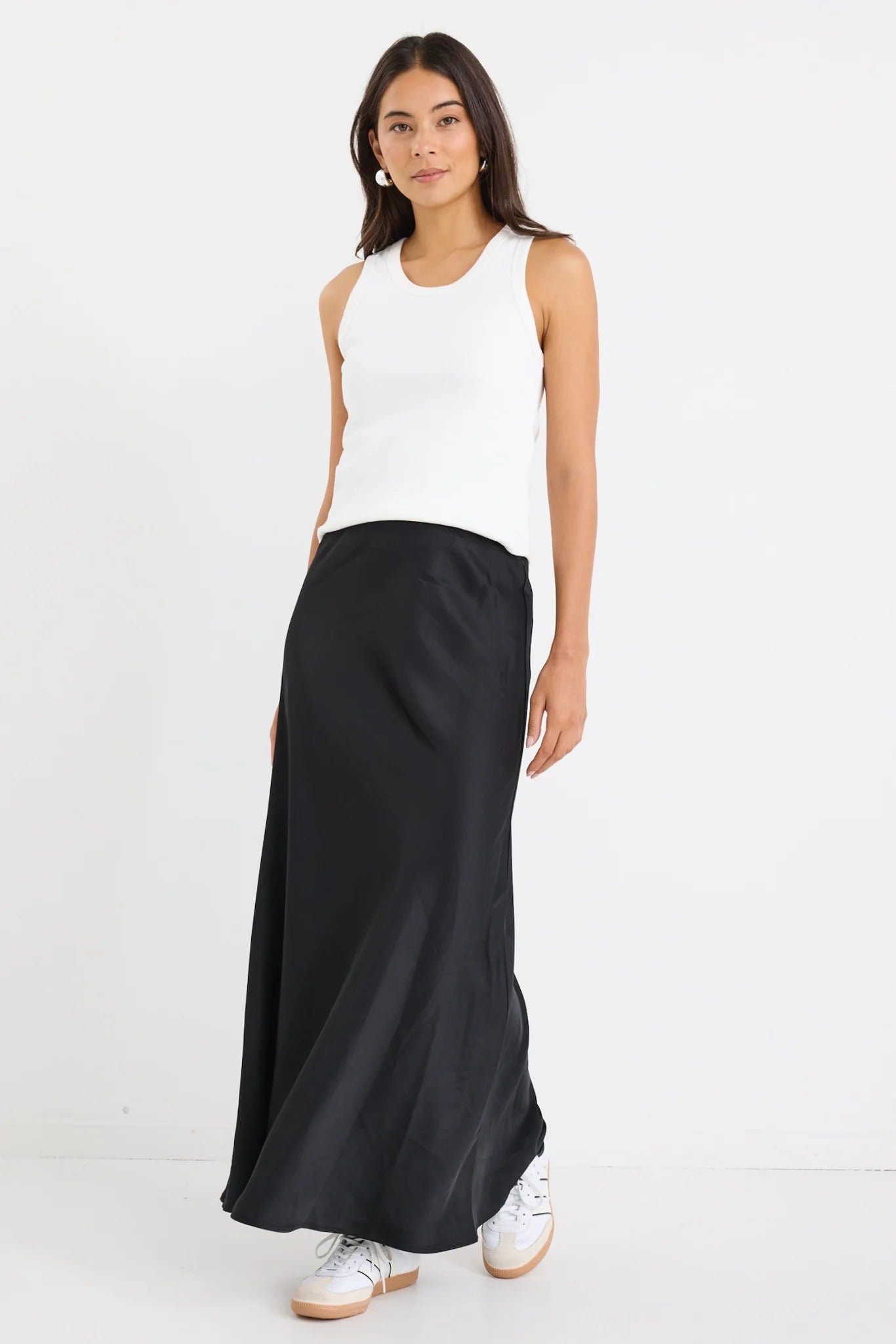 STORIES BE TOLD // Prodigy Satin Bias Maxi Skirt BLACK