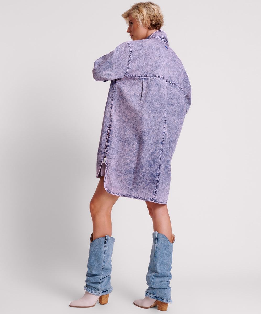ONE TEASPOON // Purple Rain Nixie Denim Shirt Dress PURPLE