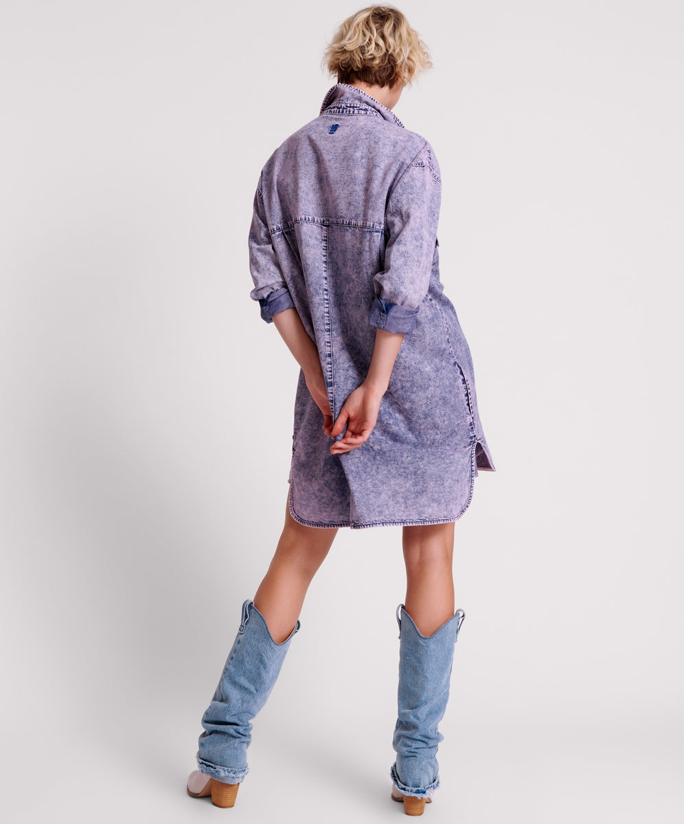 ONE TEASPOON // Purple Rain Nixie Denim Shirt Dress PURPLE