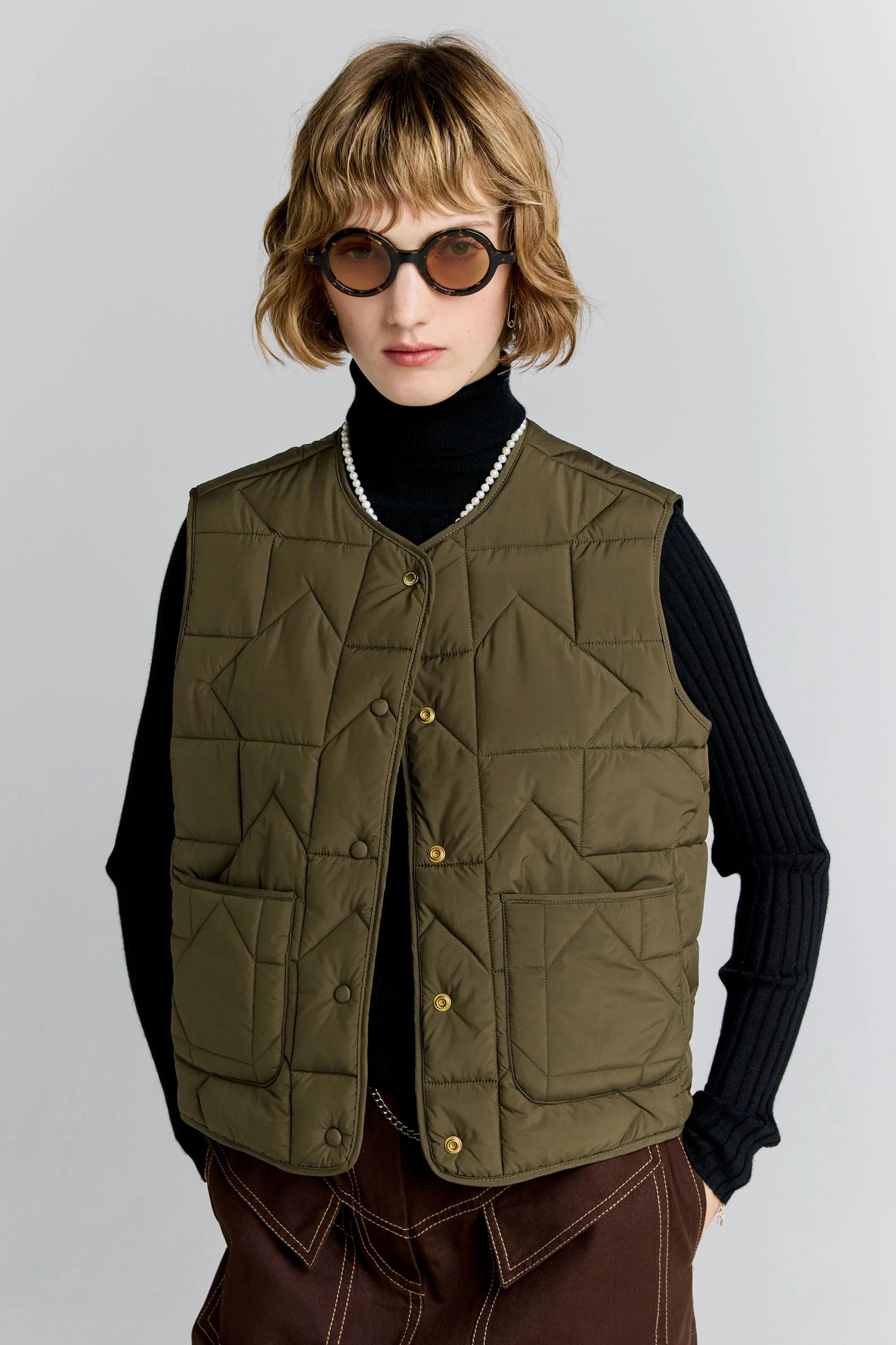 KAREN WALKER // Quilted Drift Vest DARK OLIVE