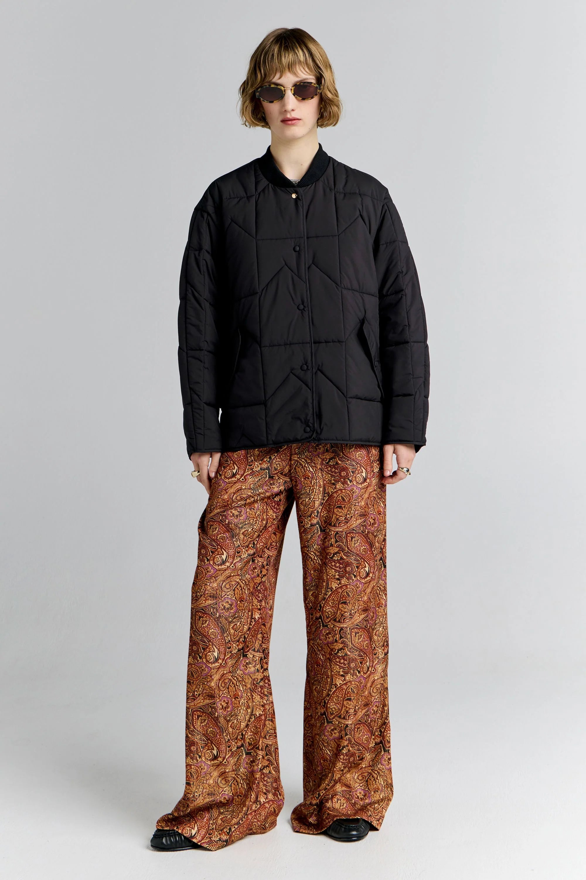KAREN WALKER // Quilited Monogram Jacket BLACK/BROWN