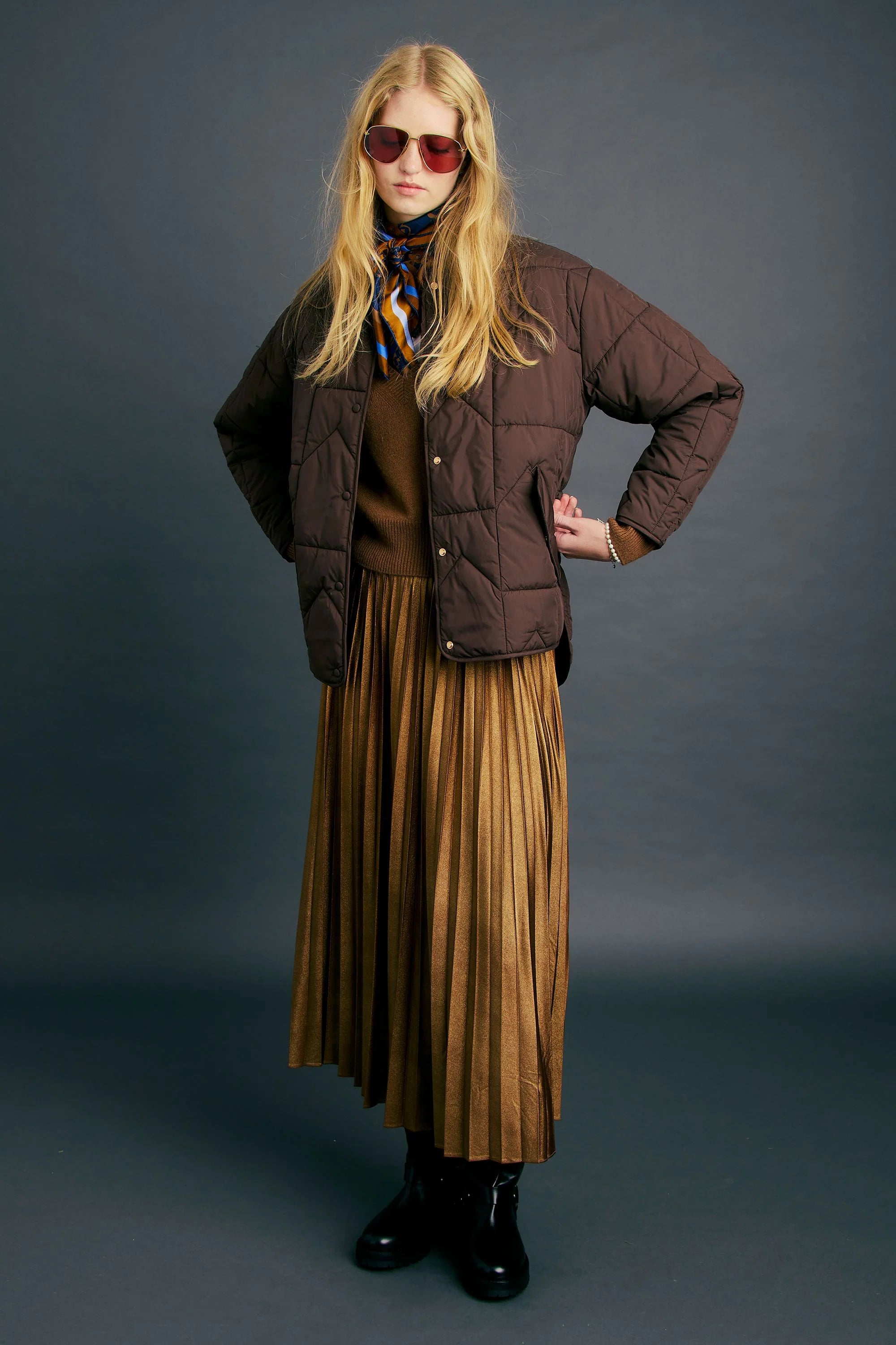 KAREN WALKER // Quilited Monogram Jacket CHOCOLATE