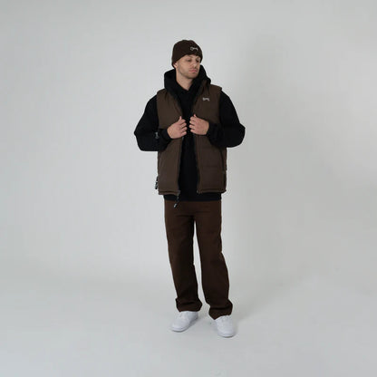 CRATE // Reversible Puffer Vest BLACK/DARK BROWN