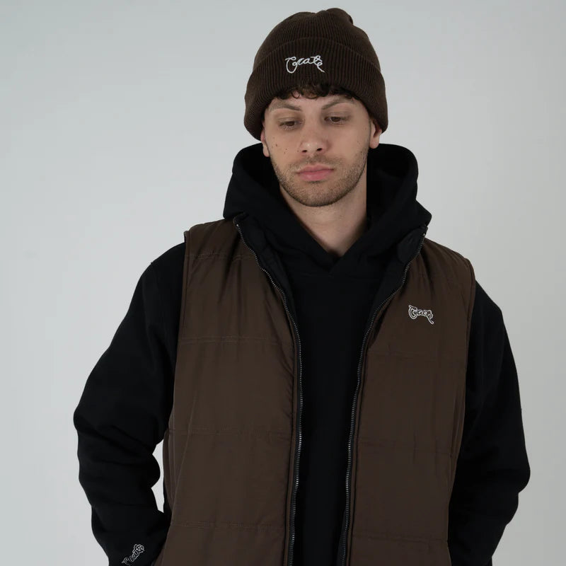 CRATE // Reversible Puffer Vest BLACK/DARK BROWN