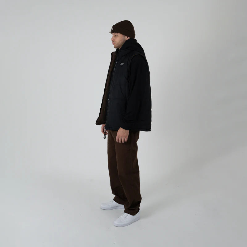 CRATE // Reversible Puffer Vest BLACK/DARK BROWN