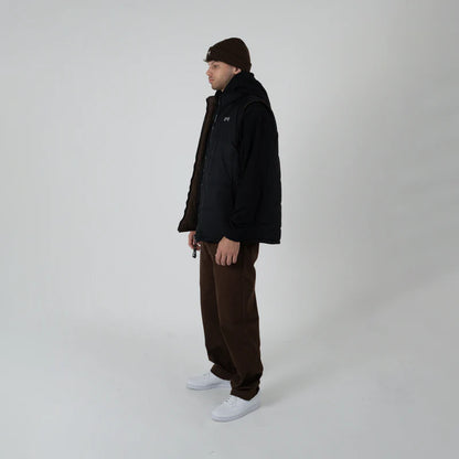 CRATE // Reversible Puffer Vest BLACK/DARK BROWN