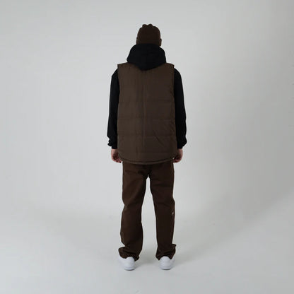 CRATE // Reversible Puffer Vest BLACK/DARK BROWN