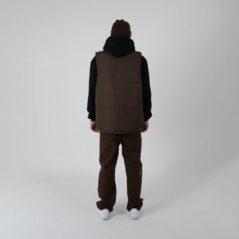 CRATE // Reversible Puffer Vest BLACK/DARK BROWN