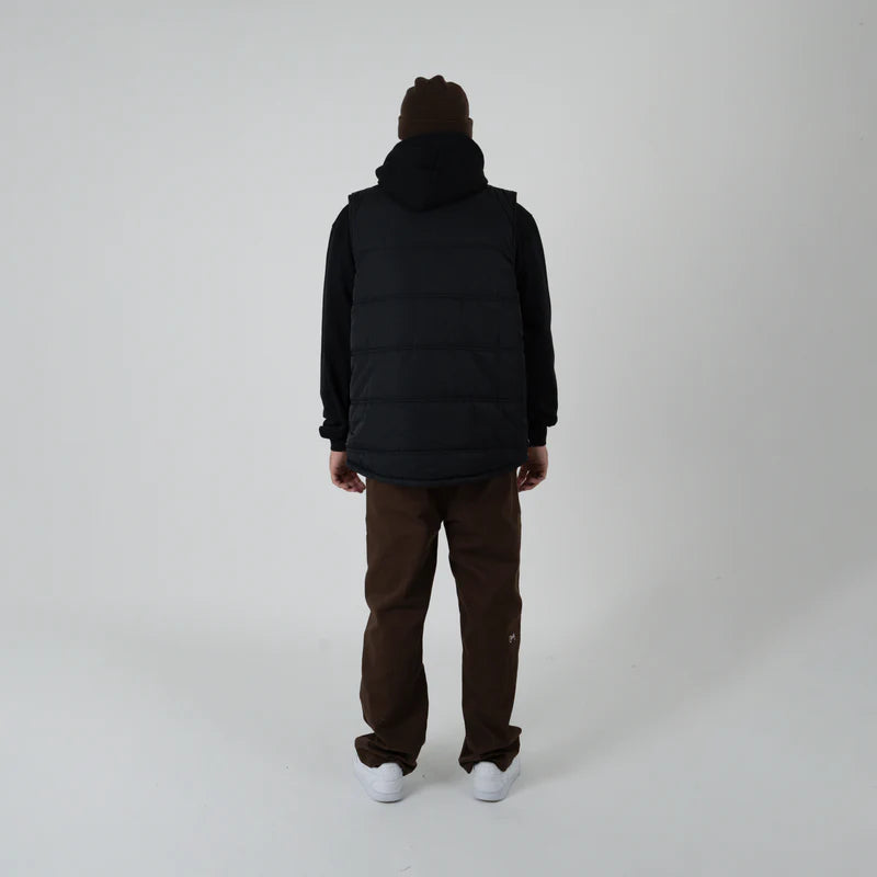 CRATE // Reversible Puffer Vest BLACK/DARK BROWN