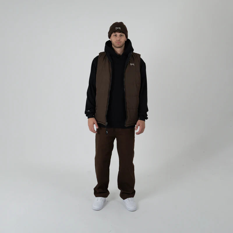 CRATE // Reversible Puffer Vest BLACK/DARK BROWN