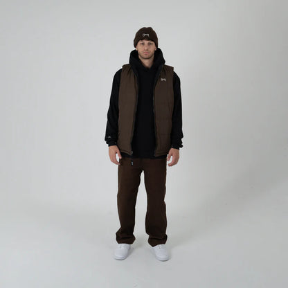 CRATE // Reversible Puffer Vest BLACK/DARK BROWN