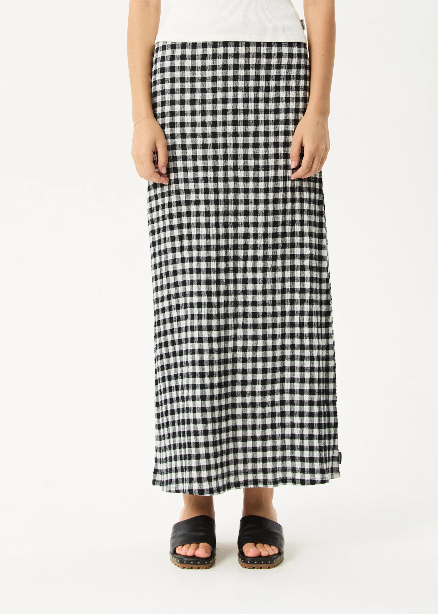 AFENDS // Rowan Seersucker Skirt CHECK BLACK/WHITE