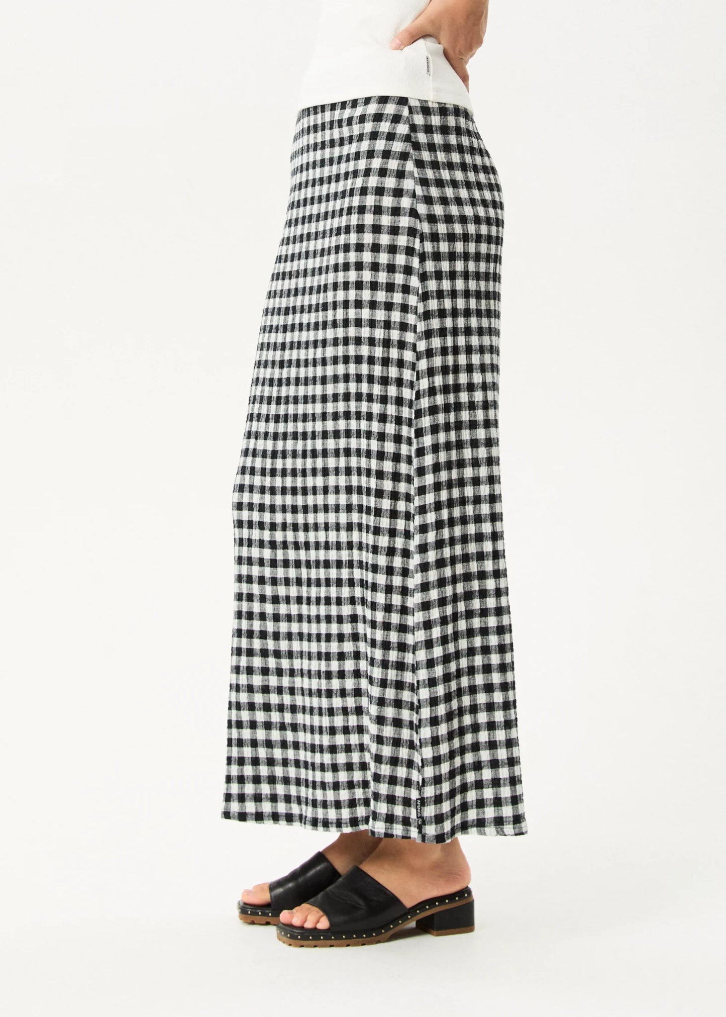 AFENDS // Rowan Seersucker Skirt CHECK BLACK/WHITE