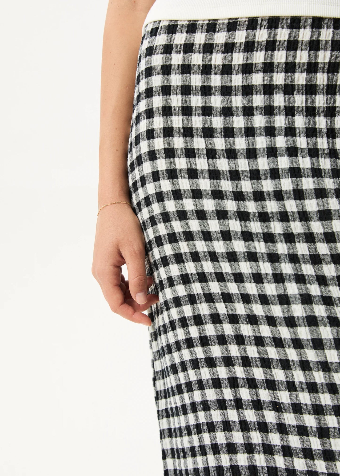 AFENDS // Rowan Seersucker Skirt CHECK BLACK/WHITE