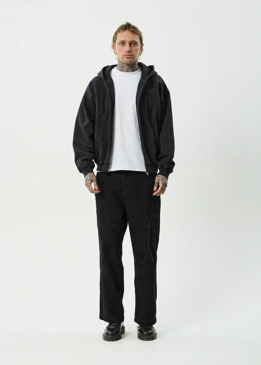 AFENDS // Residence Heavyweight Boxy Zip Hood STONE BLACK