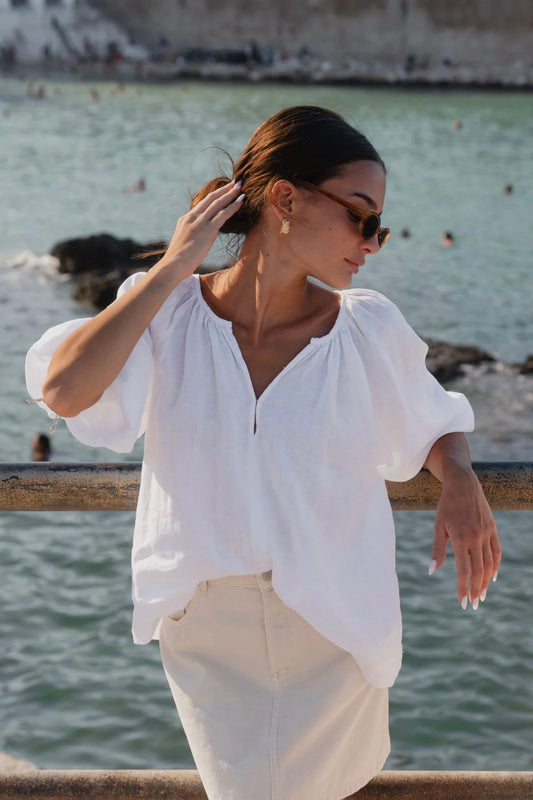 RE UNION // Revolutionary Linen Top WHITE