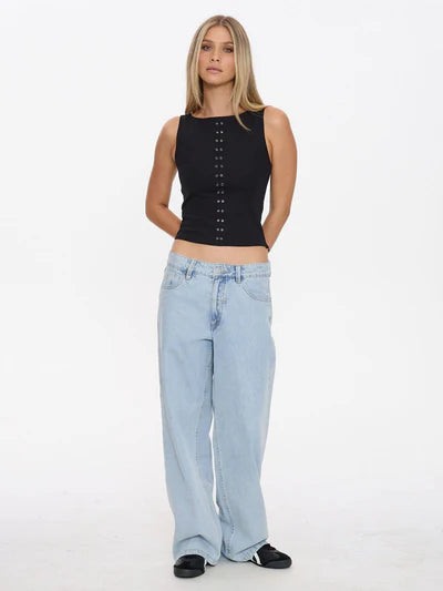 THRILLS // Rhyde Eyelet Tank BLACK