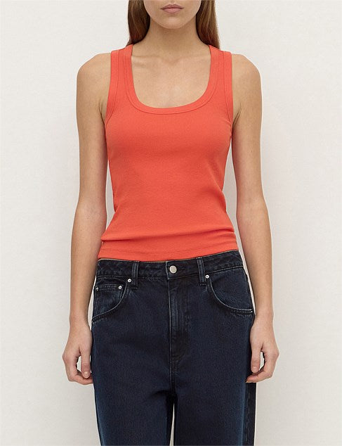 Robyn Scoop Neck Rib Tank TANGERINE