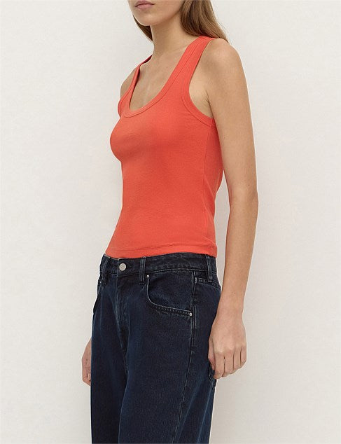 Robyn Scoop Neck Rib Tank TANGERINE