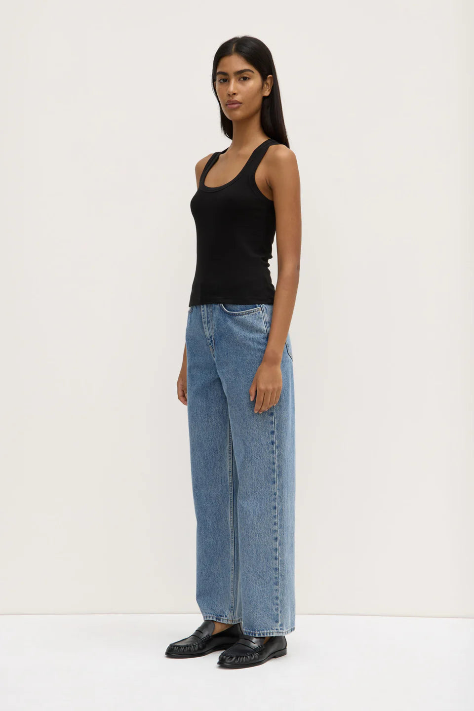 Robyn Scoop Neck Rib Tank BLACK