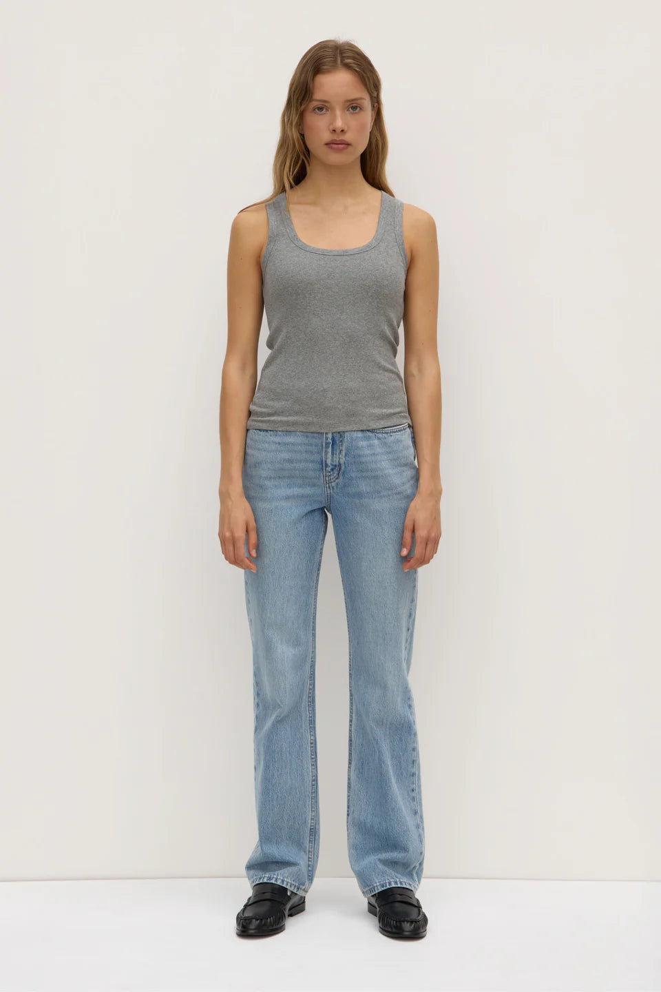 ASSEMBLY LABEL // Robyn Scoop Neck Rib Tank CHARCOAL